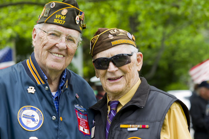 Veterans of World War II at a Memorial Day service. Veterans Day Weekend in Southwest Florida